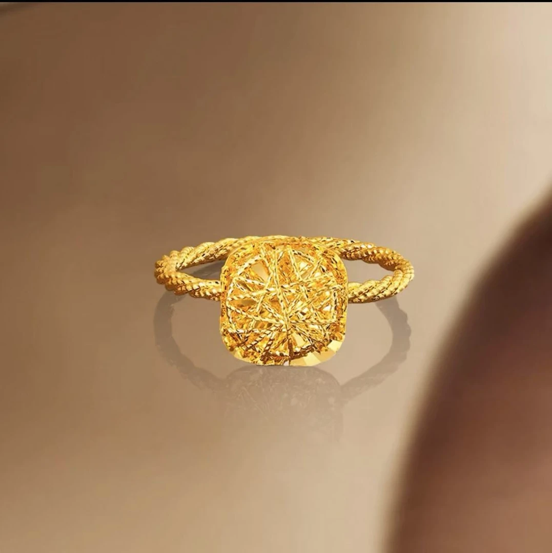 足银银制品 镂空小方糖戒指