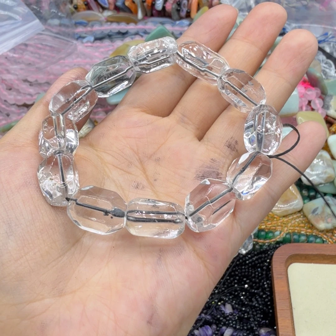 水晶珠宝半成品未镶嵌白闪灵钻异形手链（拍二发一）