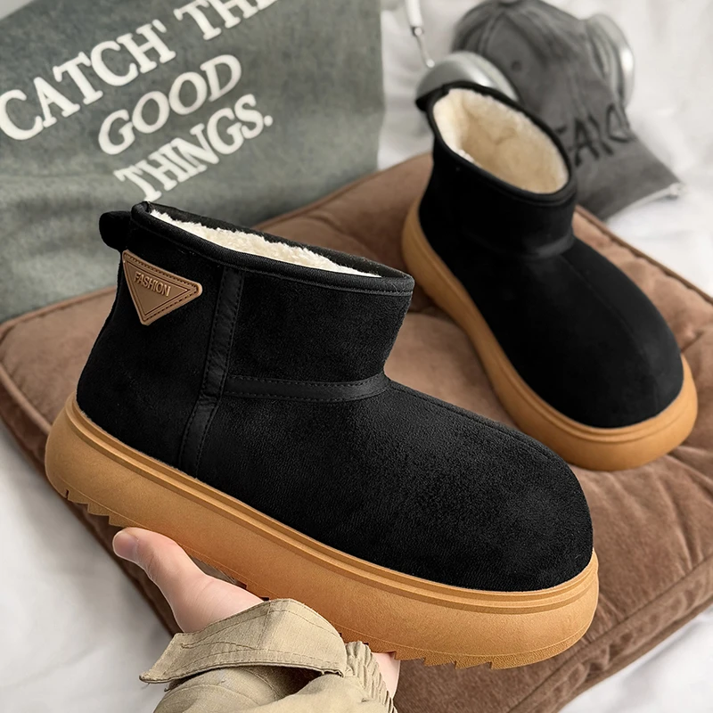 2025冬季新款高颜值男鞋加绒加厚东北雪地靴男款保暖棉鞋休闲增高