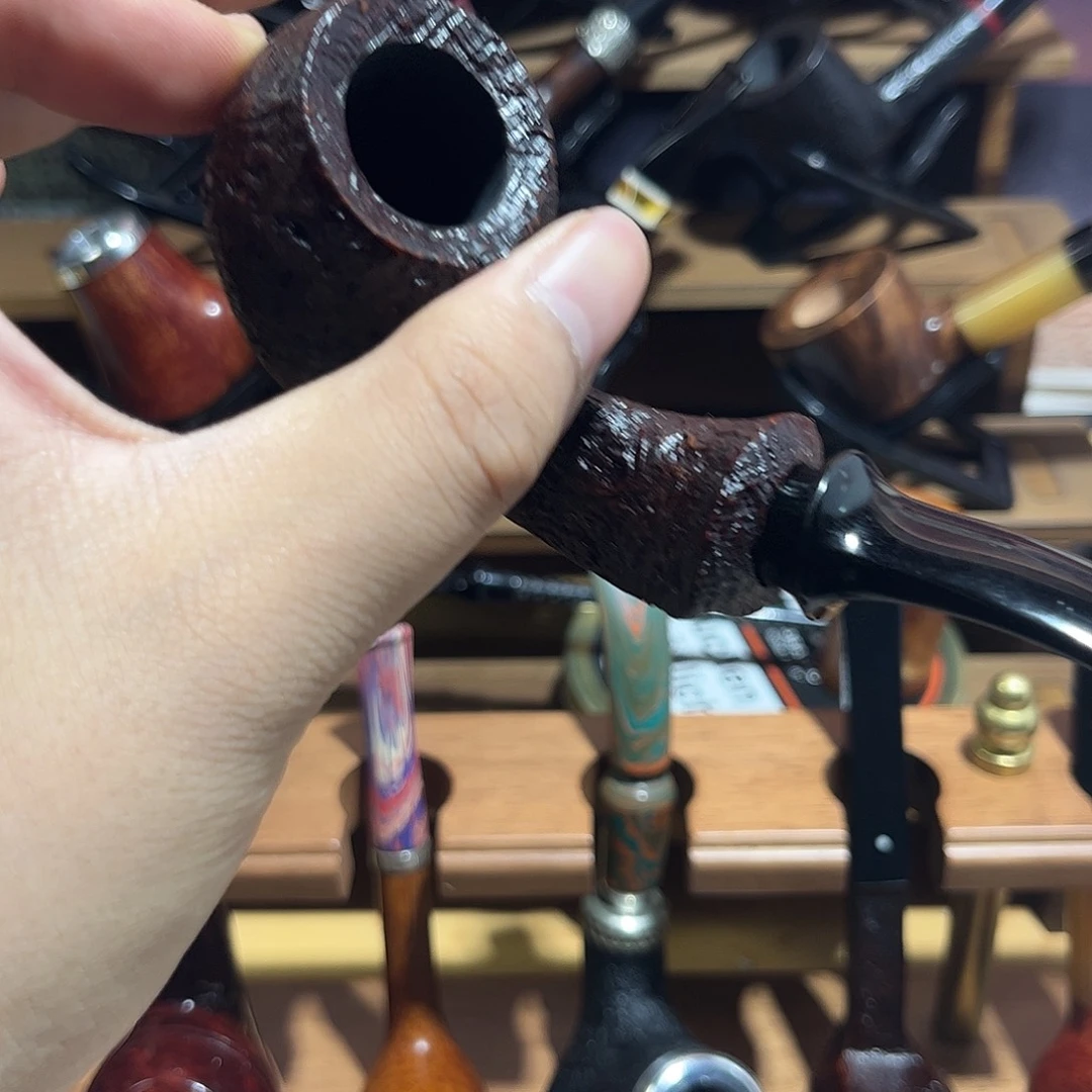 石楠木手工河豚空腔烟斗