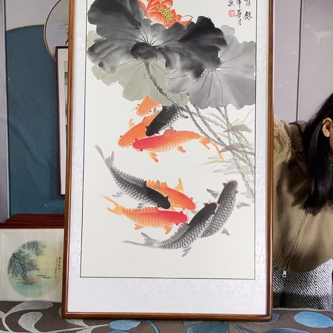 国画手写手绘带框包邮国画作品62✖️122