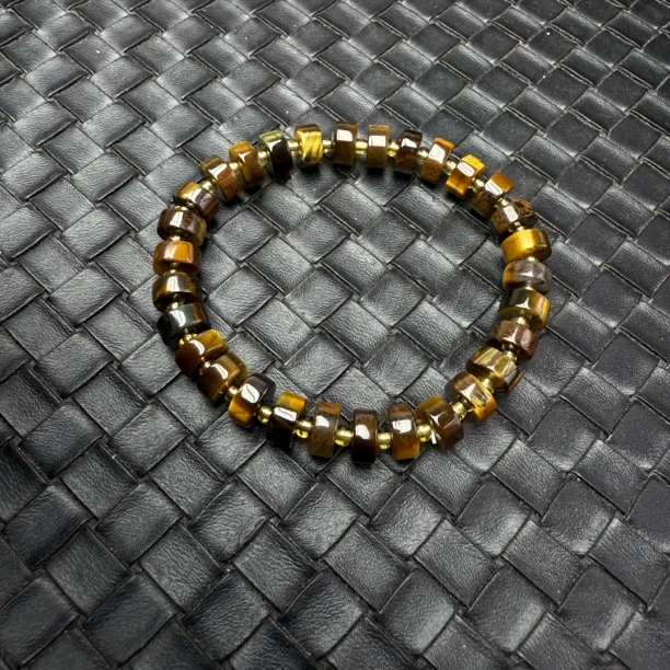 天然虎眼石算盘珠手串-Y342多样性发其一