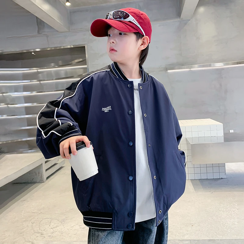 儿童装男童秋装双面穿外套2025新款中大童春秋款男孩秋季棒球服潮