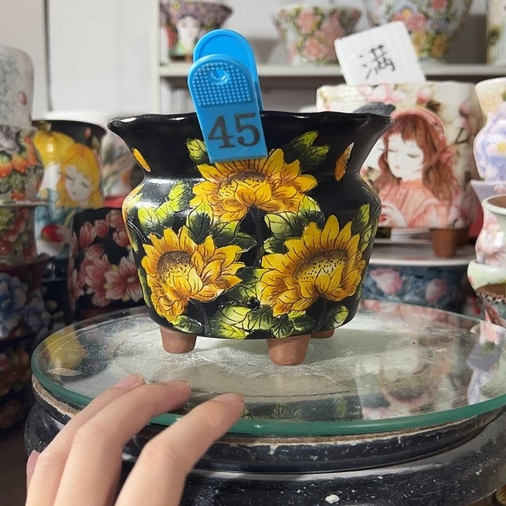 景德镇手绘花盆幸运花盆