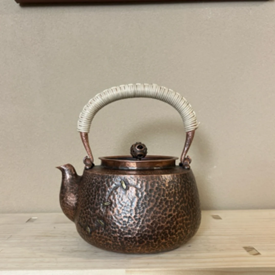 加厚口打出纯铜茶壶手工一体一张打纯紫铜壶老式复古烧水壶煮茶器