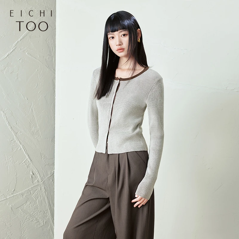 A爱居兔女2025年春季新款修身百搭假两件长袖针织衫ENZAJ1Q011A