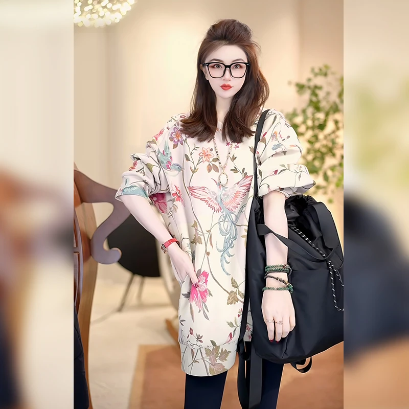Linda姐高端线【锦绣花开】秋冬慵懒感贵气花鸟圆领卫衣AW4SWY0559