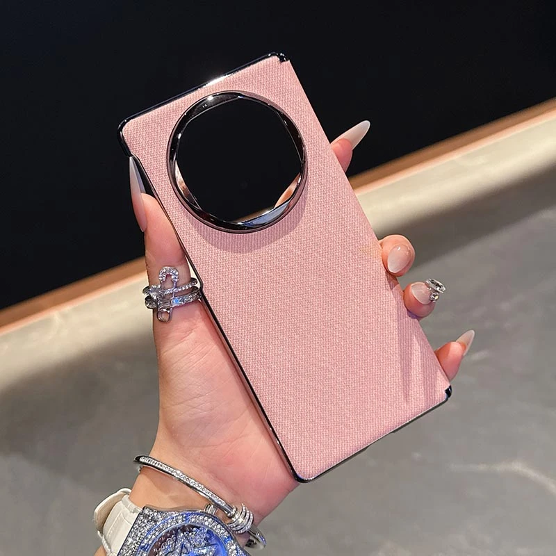 适用华为matex6手机壳典藏版华为x6折叠屏毛麻纹内置磁吸铰链后壳