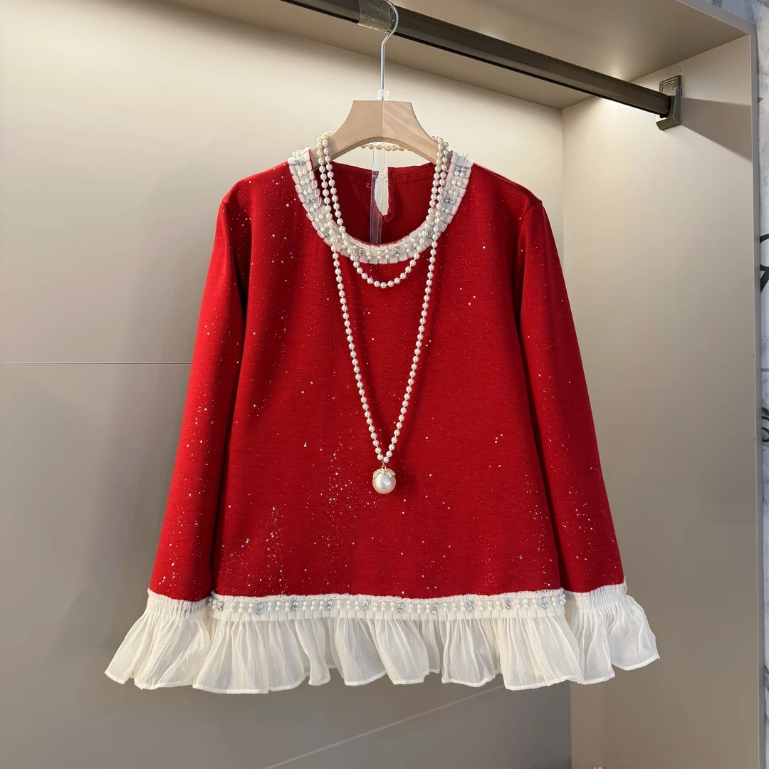 精致小香风亮片衫2025春季新款优雅通勤风时髦减龄衬衫长65