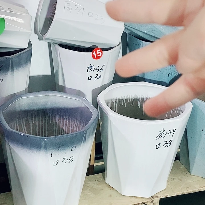 陶瓷大花盆菱型八角一套