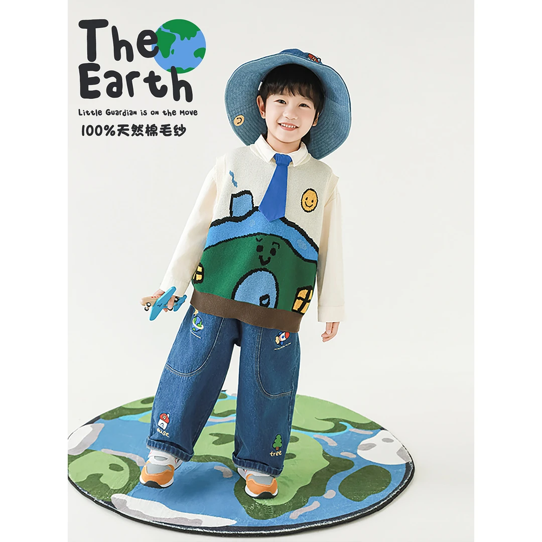 幼悠男童秋装卡通全棉马甲潮酷痞帅童装可爱超萌儿童衣服N6690