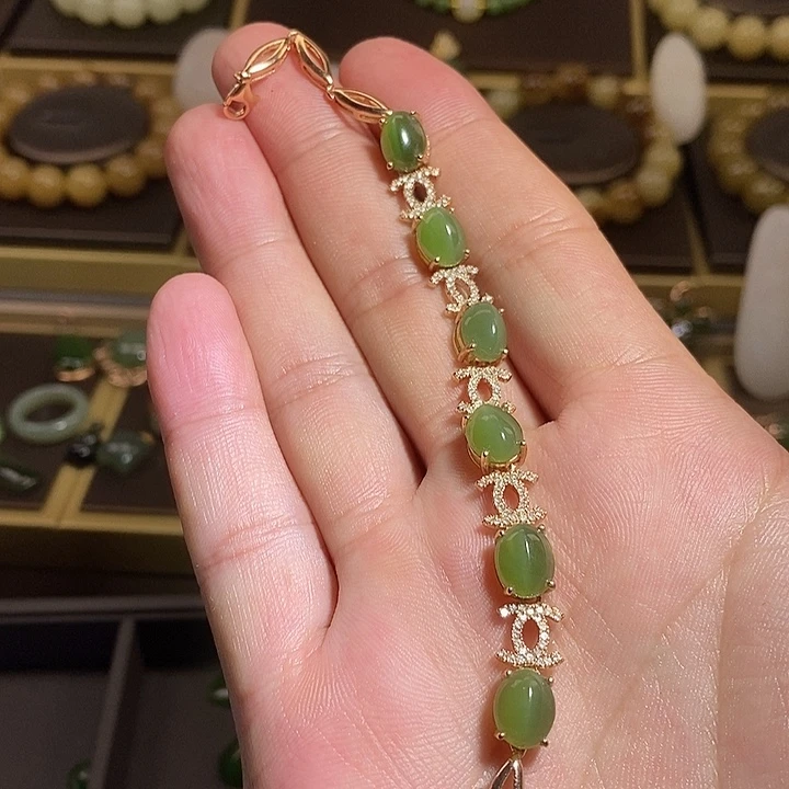 和田玉银S925镶嵌手链