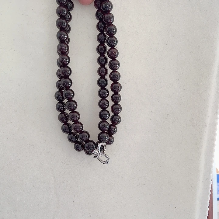 颈饰银S925镶嵌石榴石颈链