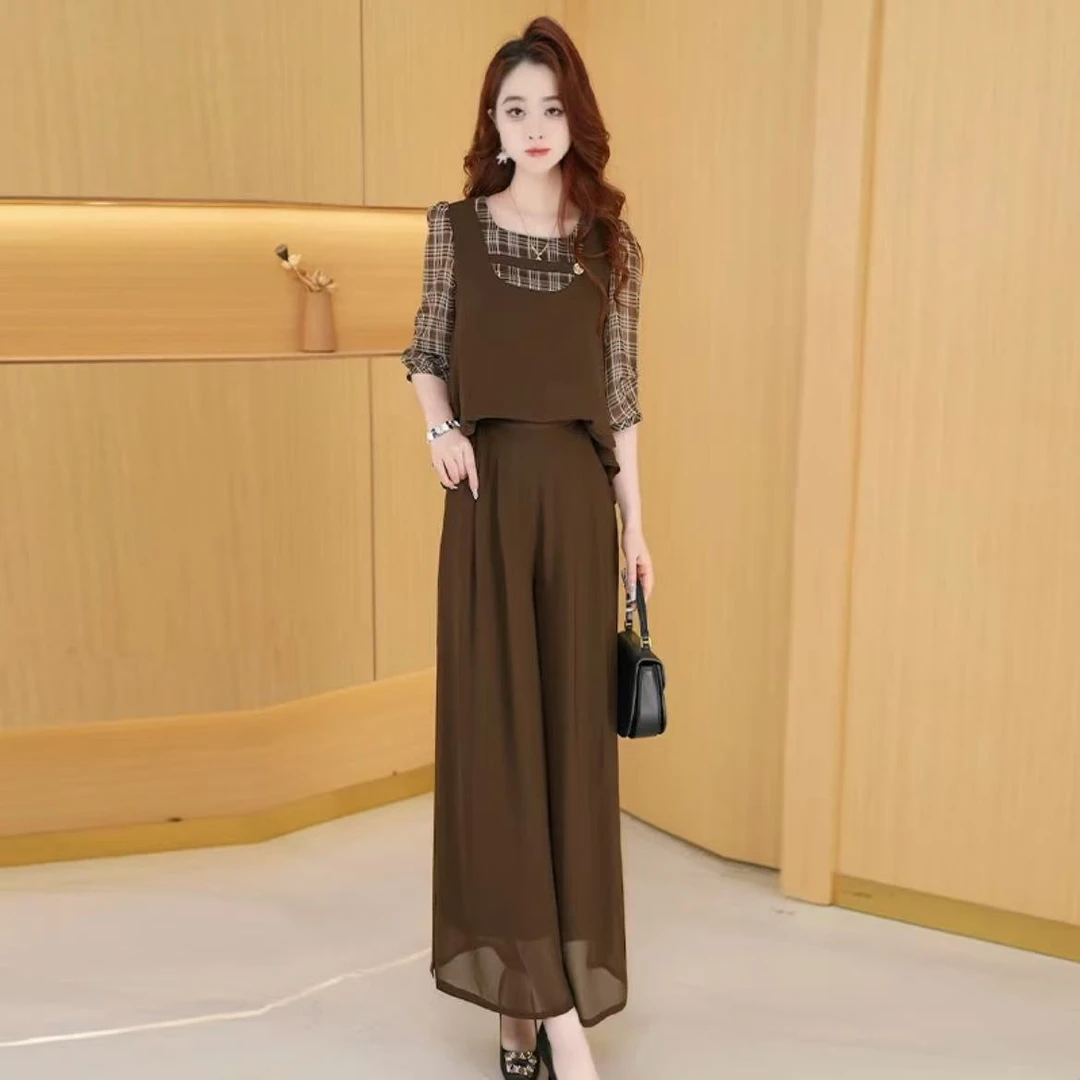 【两件套】早秋新款气质时尚洋气宽松休闲百搭显瘦减龄女套裤套装