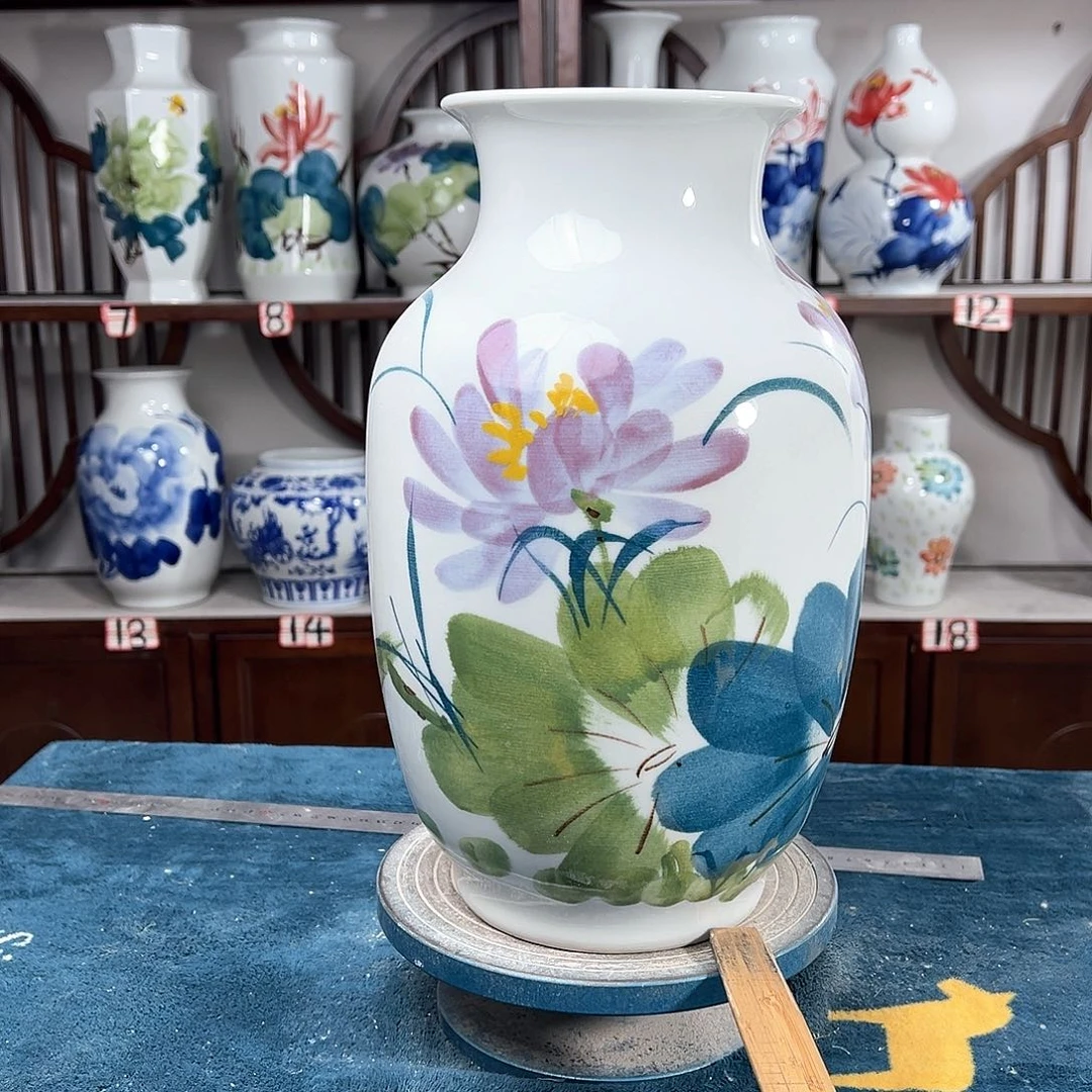 摆件景德镇陶瓷大冬紫荷