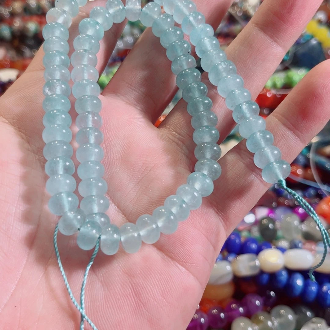 未镶嵌玛瑙/玉髓珠宝半成品海蓝宝算盘一条8mm