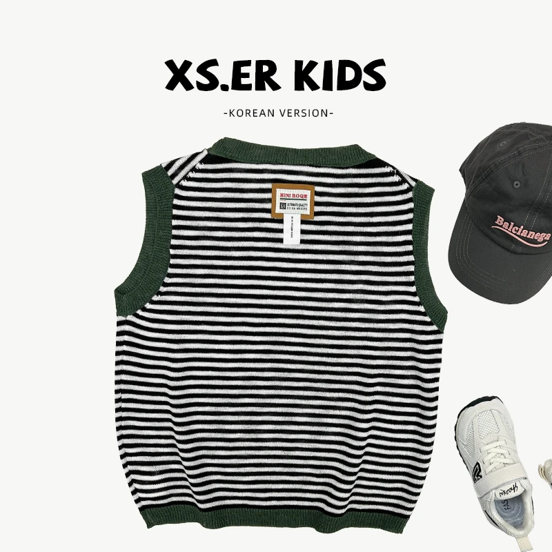 【小首尔】原版-现货-男童韩版条纹背心夏季针织无袖上衣HBB7268