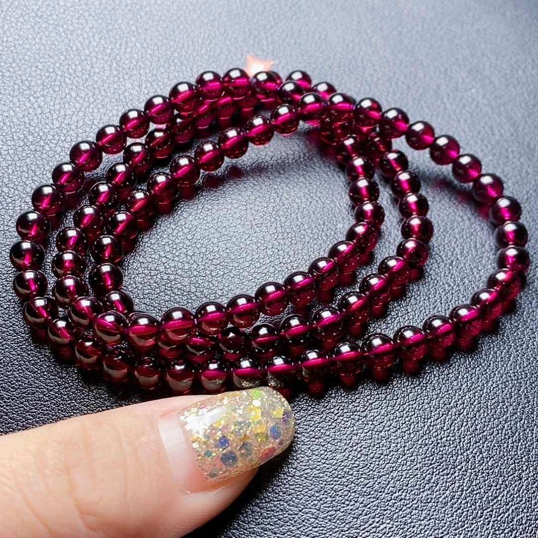 石榴石手链未镶嵌摇*5.5 3圈紫牙乌