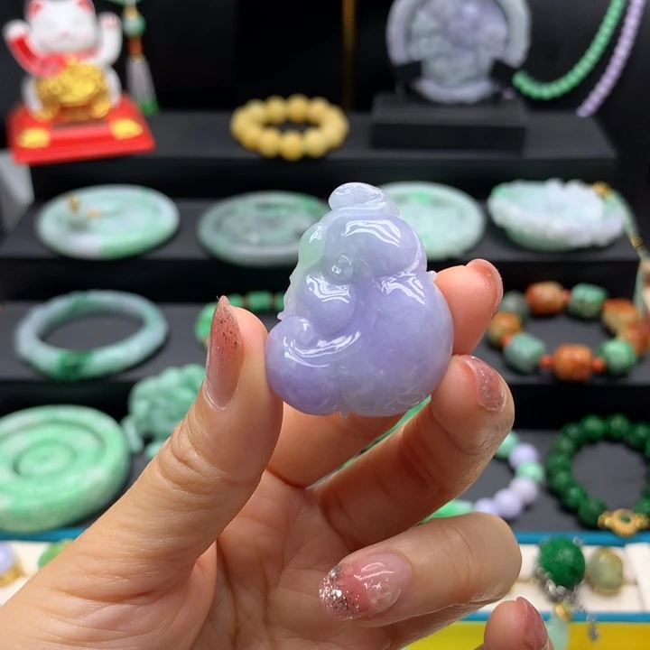 翡翠未镶嵌颈饰紫翡如意