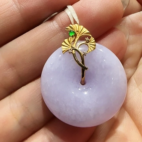 翡翠18K金镶嵌吊坠(不含链)