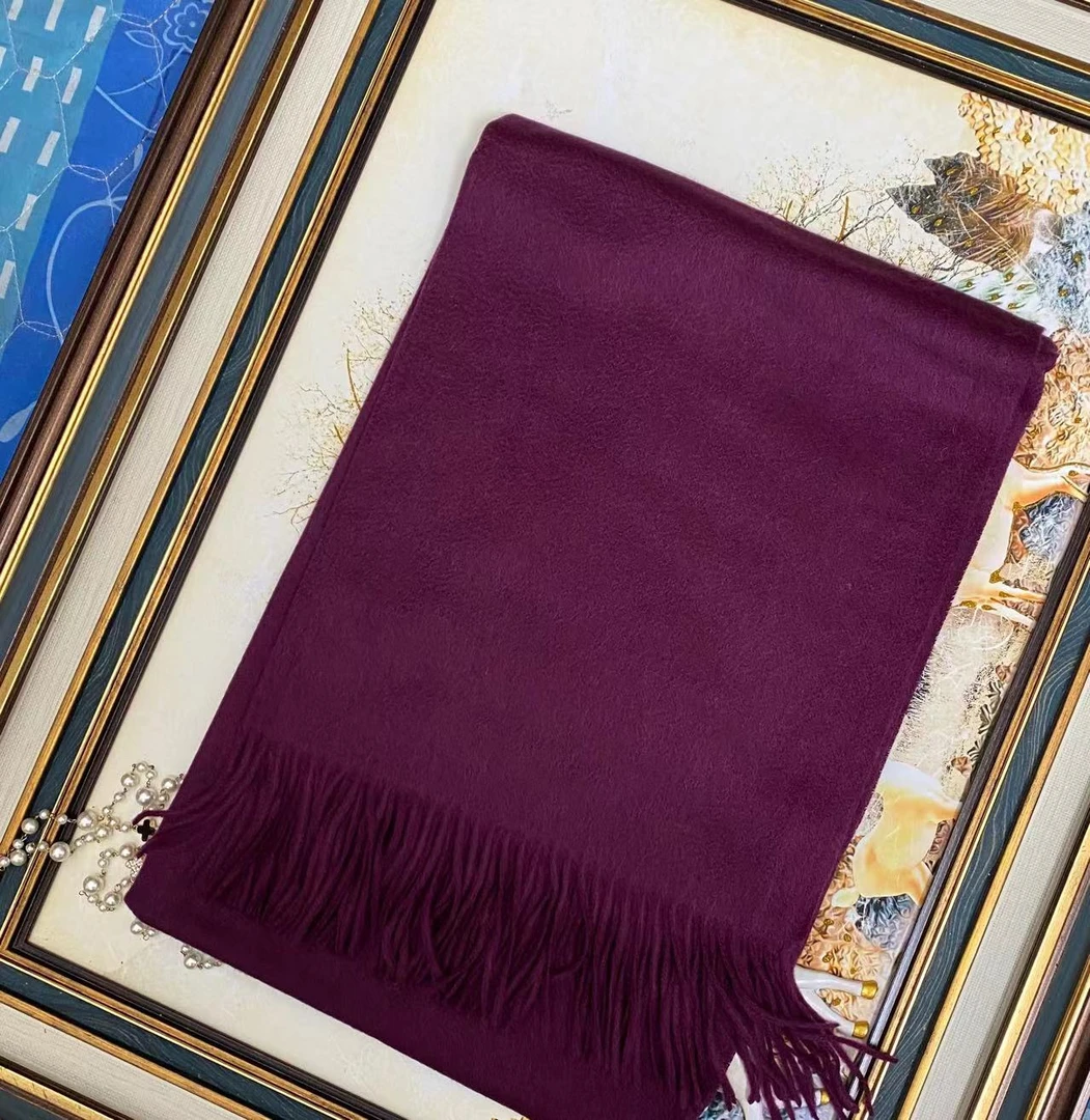 【水波纹羊绒披肩-2092-YR-L】100*200cm丝巾羊绒长巾