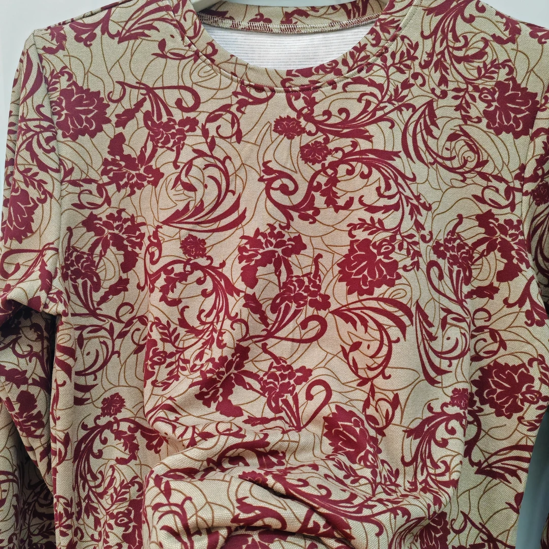 新款高弹力大码宽松妈妈装长袖德容AB面中老年圆领衫