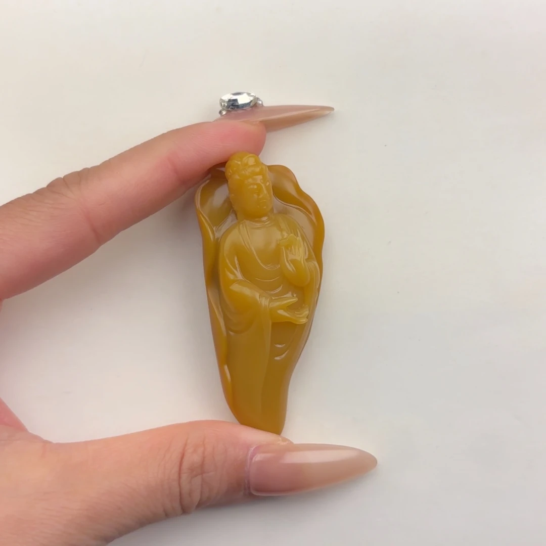 石***狂未镶嵌黄蜡石挂件石英质玉