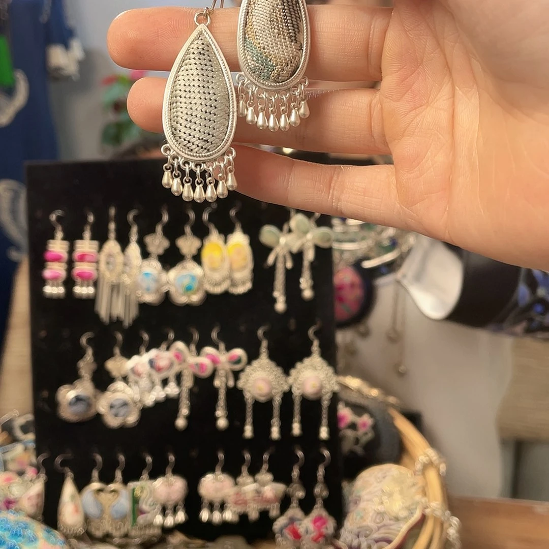 锆石纯铜合金耳环