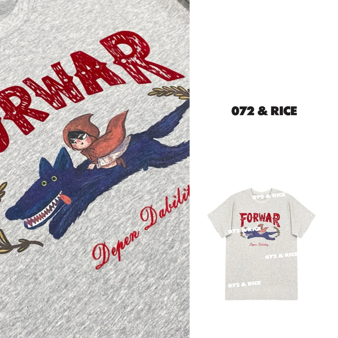 072 & RICE【小红帽】100 纯棉 夏季休闲圆领短袖T恤 N-32SZY22