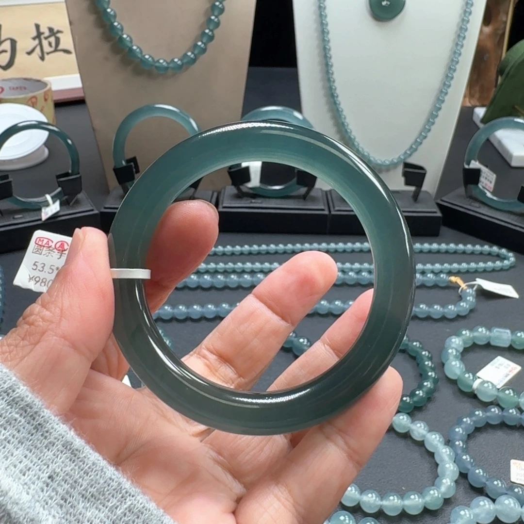翡翠未镶嵌手镯天然a货翡翠手镯53.5/10