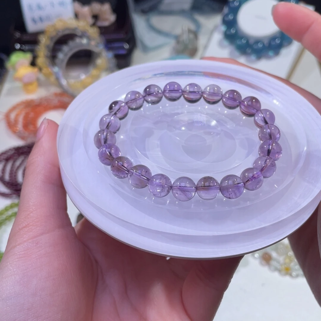 未镶嵌手链水晶渐变紫紫水晶8+
