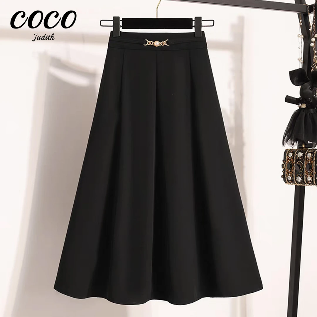 【RG6915】2025年新款夏季气质A字时尚显瘦百搭薄款高腰伞裙半身裙