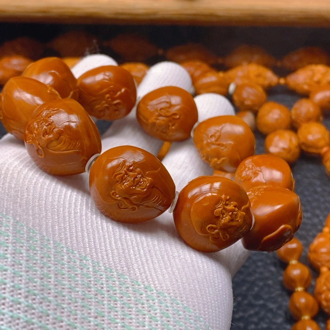 手串/手链橄榄核许静健2.1梅林铁核，薄意十八罗汉