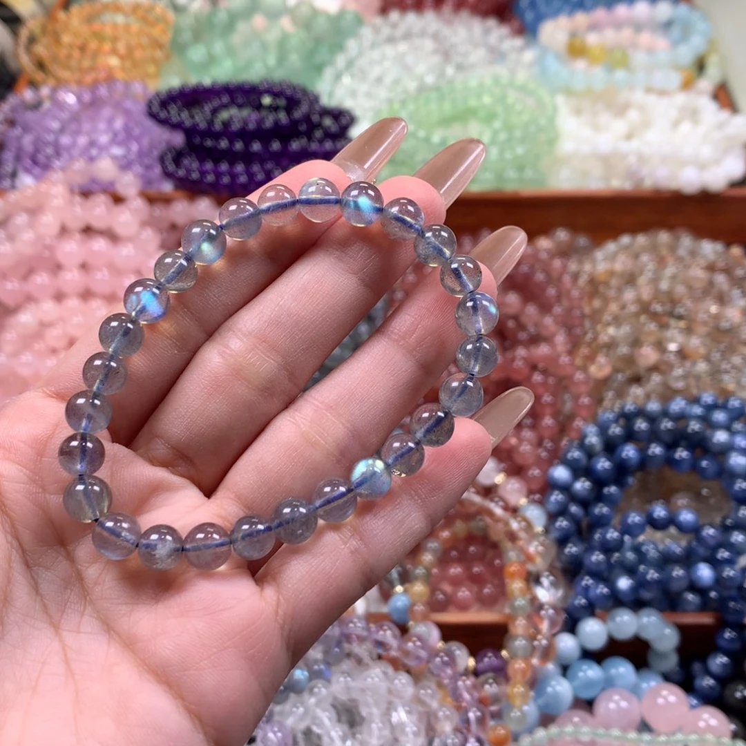 未镶嵌拉长石手链灰月光卡7