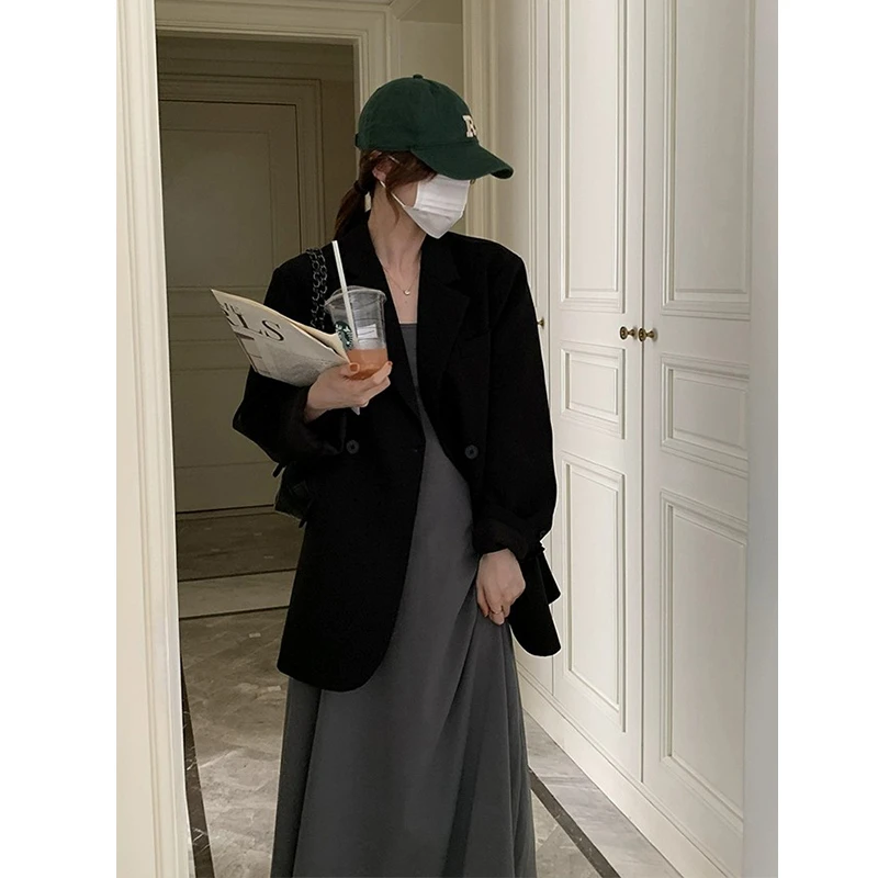黑色西装外套女2025年秋季新款高级感韩版气质小个子廓形宽松西服
