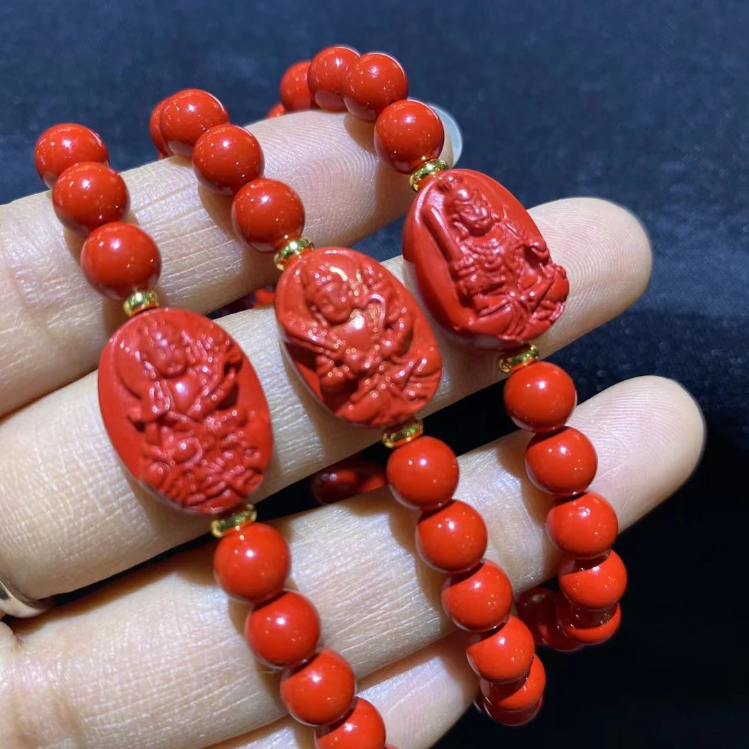 含辰砂工艺品含辰朱砂工艺品高含量红砂十二生肖八大守护手串