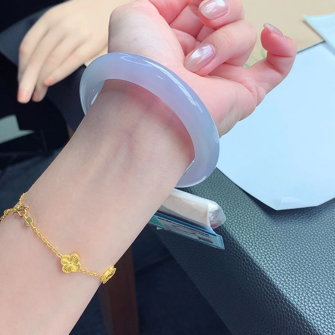 翡翠手镯未镶嵌天然A货翡翠57/58紫气东来0毛孔