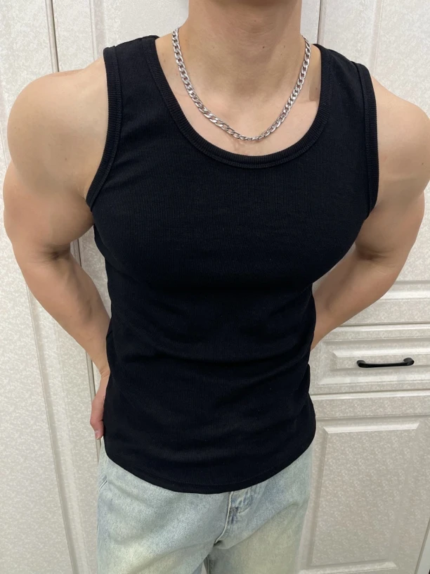 美式健身训练运动背心男夏季运动跑步纯色紧身无袖T恤男打底衣服