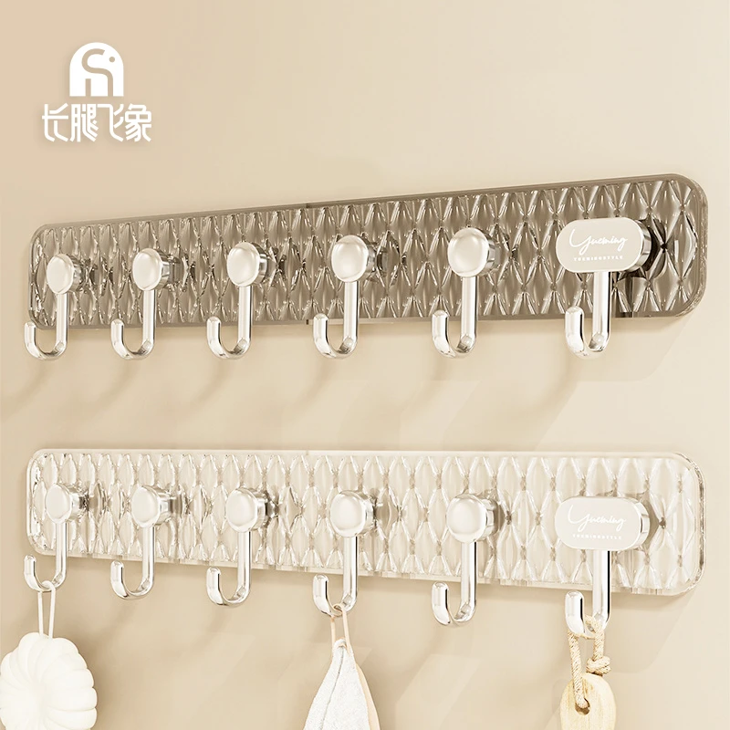 轻奢免打孔无痕墙面挂钩家具挂衣架毛巾厨房透明连排粘钩