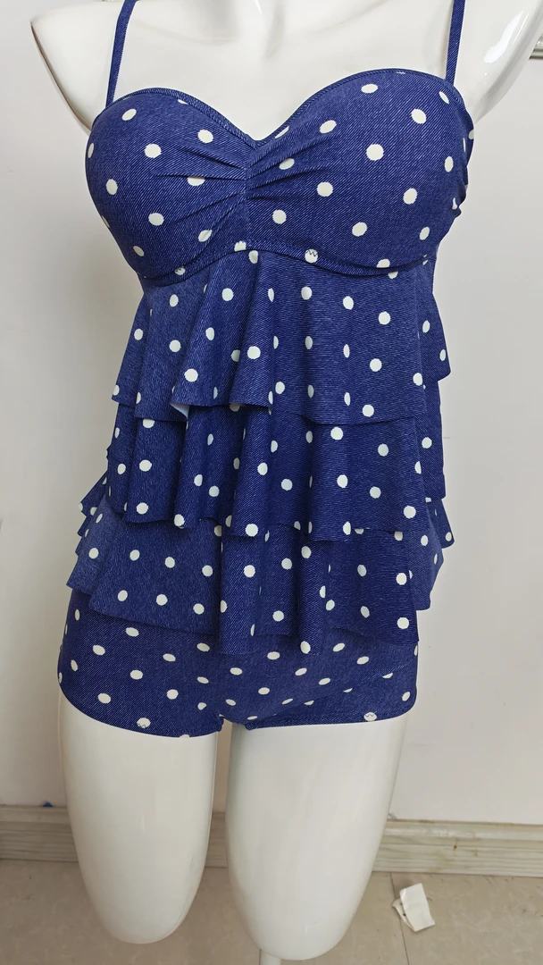 直播链接备注好编号泳衣夏季蓝色荷叶边