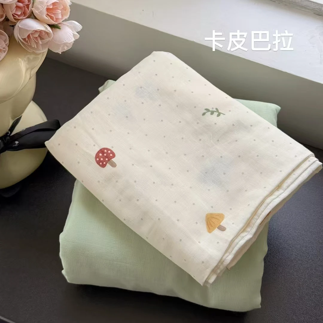 纯棉100%全棉A类双层纱床单床笠+枕套一对三件套家用美拉德印花