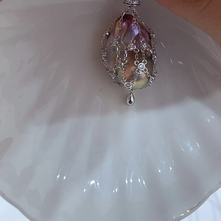 A***姐淡水珍珠银S925镶嵌颈饰