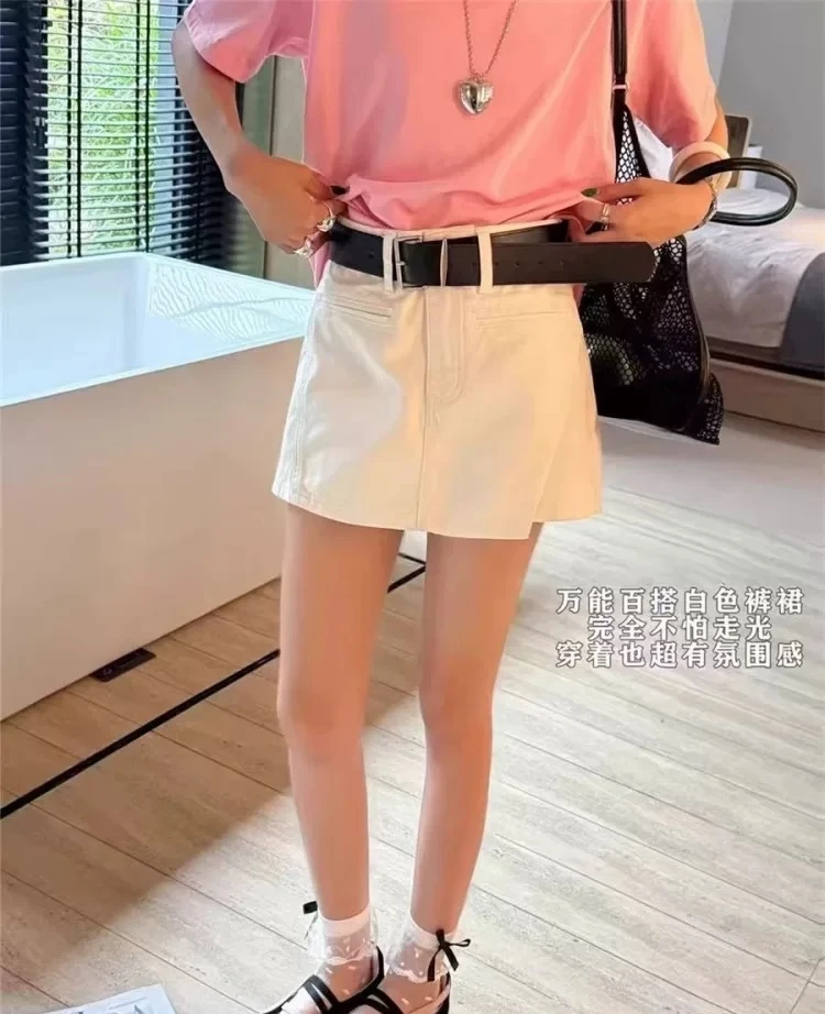 【6136】仟#不规则设计高腰牛仔裤裙