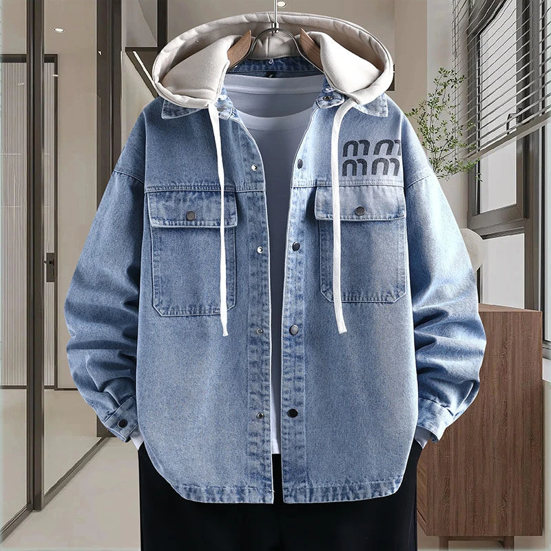 青少年连帽夹克春秋季学生潮流开衫牛仔上衣帅气春装韩版男孩外套