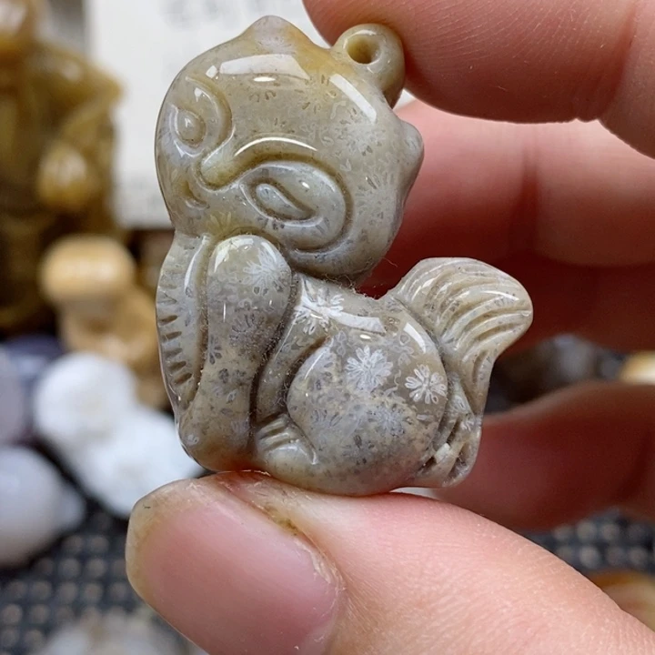 颈饰未镶嵌硅化珊瑚（珊瑚玉）