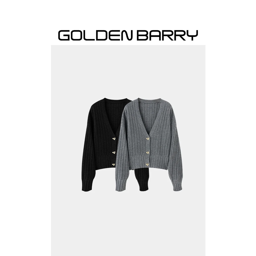 GOLDENBARRY【福 利】|243055时尚V领羊绒开衫8/微瑕
