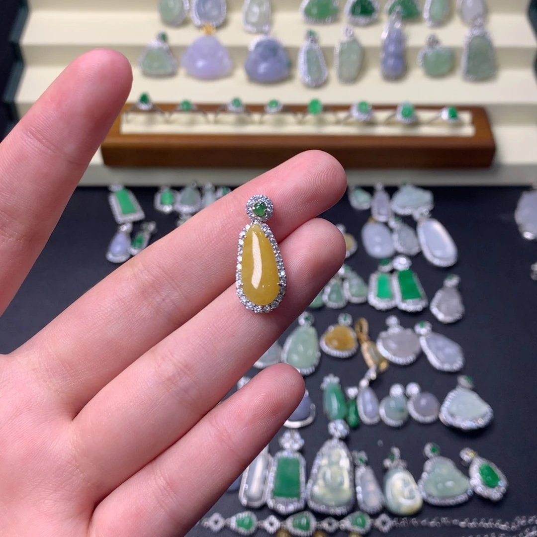 盈***汪翡翠银S925镶嵌挂件