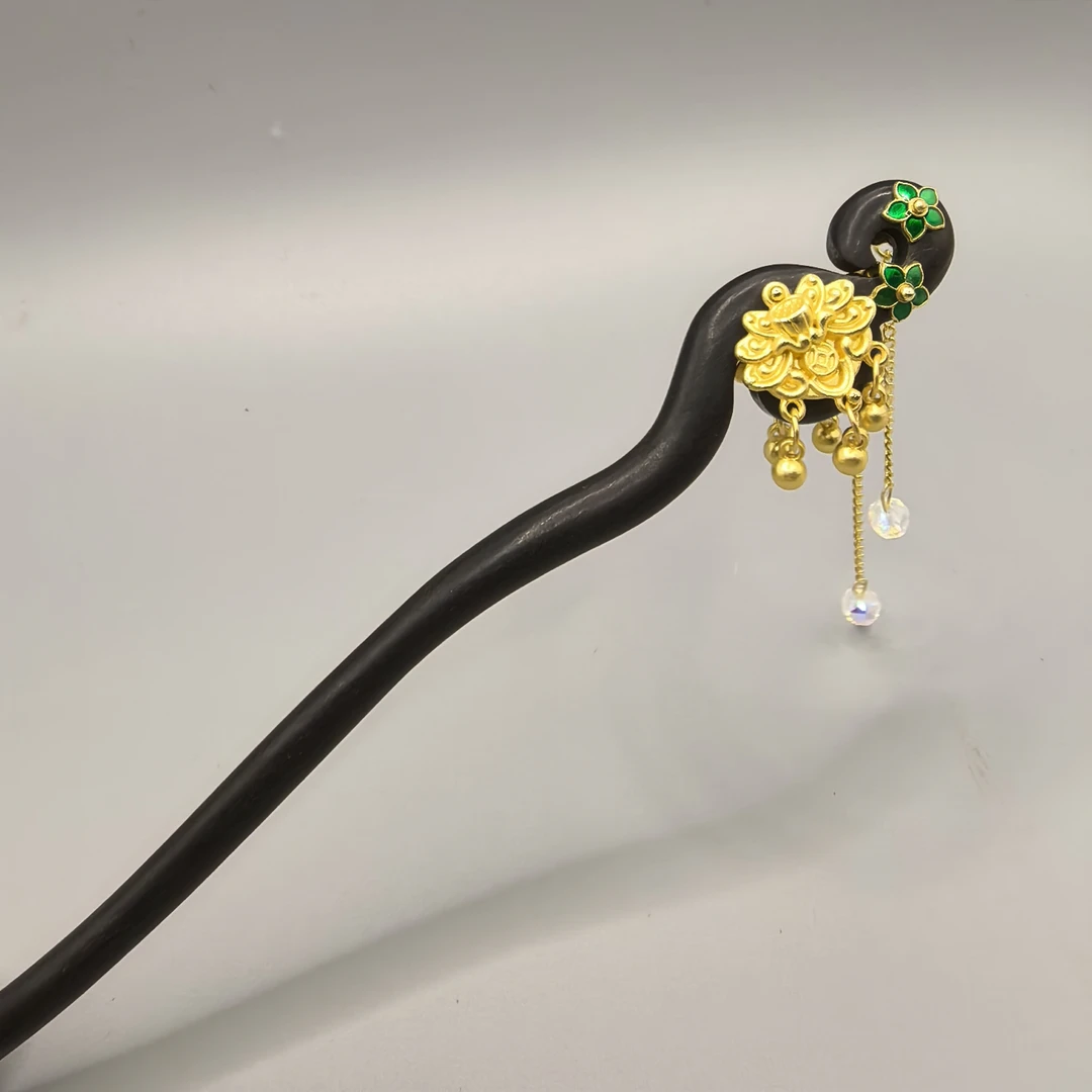 134黑檀木新中式旗袍发簪