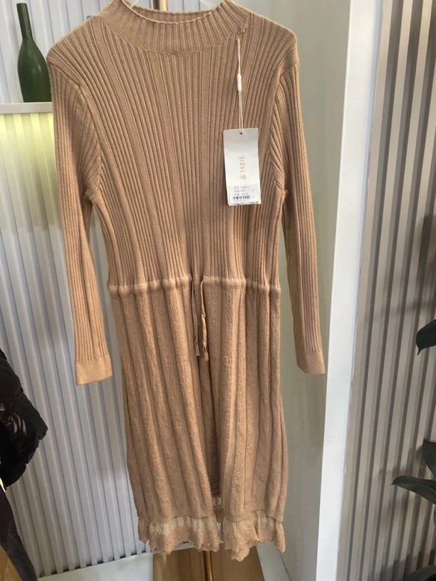 [H5540藕粉针织小衫]长袖镂空气质夏季休闲迷彩印花豹纹