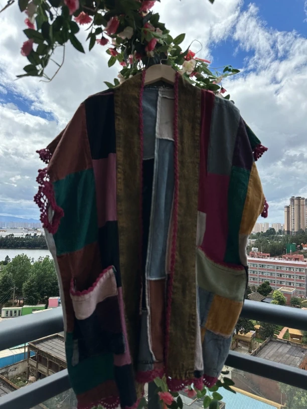 泰国北部纯棉植物染色拼布外套